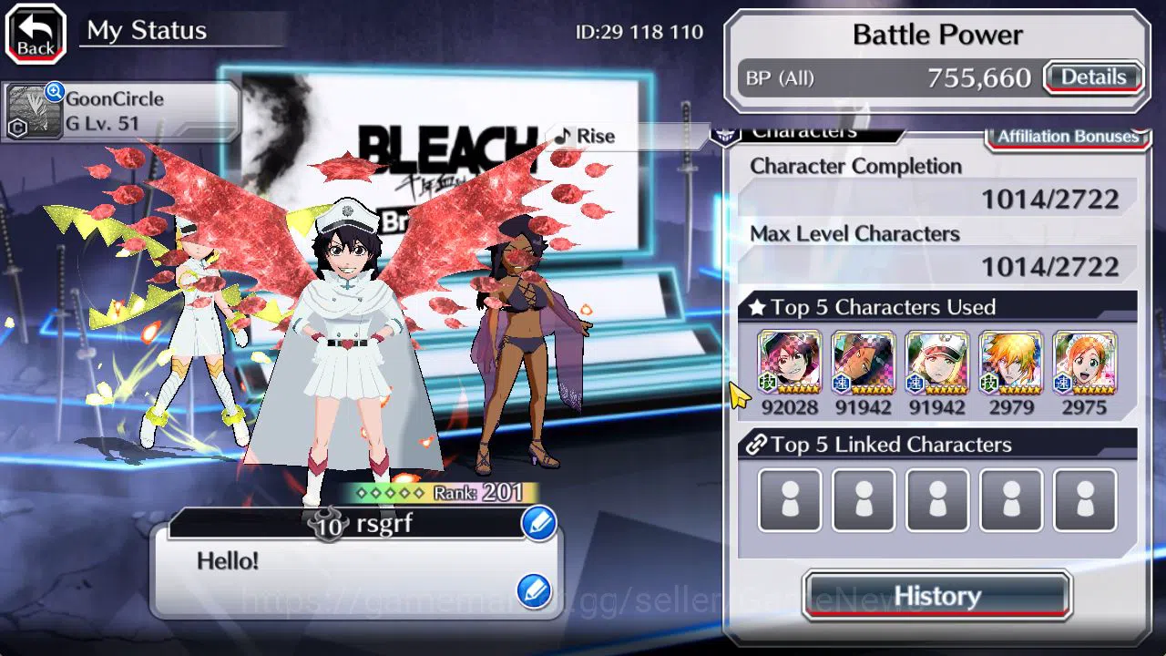 Bleach: Brave Souls Accounts Mid-Tier [GLOBAL]53K Orb|TYBW26[Bambieta,Liltoto],Rukia 10th Anniv,Aizen Renewd,Duo 3