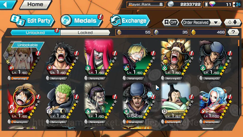 One Piece Bounty Rush Accounts Starter Global|6 EX|Gear 5 Luffy,TFE St.Jaygarcia Saturn,TFE Marshall D.Teach,HP Charlotte 5