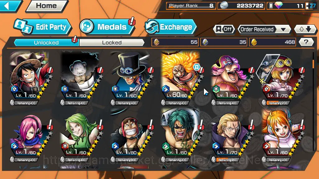 One Piece Bounty Rush Accounts Starter Global|6 EX|Gear 5 Luffy,TFE St.Jaygarcia Saturn,TFE Marshall D.Teach,HP Charlotte 6