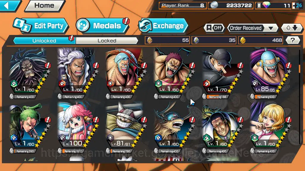 One Piece Bounty Rush Accounts Starter Global|6 EX|Gear 5 Luffy,TFE St.Jaygarcia Saturn,TFE Marshall D.Teach,HP Charlotte 7