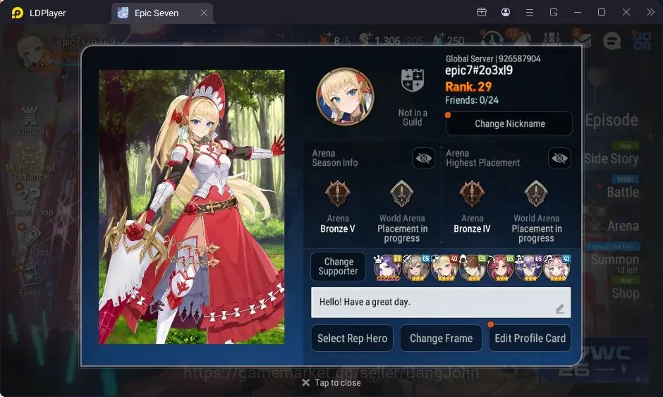 Epic Seven Accounts Starter Global Unverif |5 ML(RNL,NM Luna,US Choux,O Sigret,Zio)|PoH+Bless ON|Stigma 11K|SS 250|Log 1