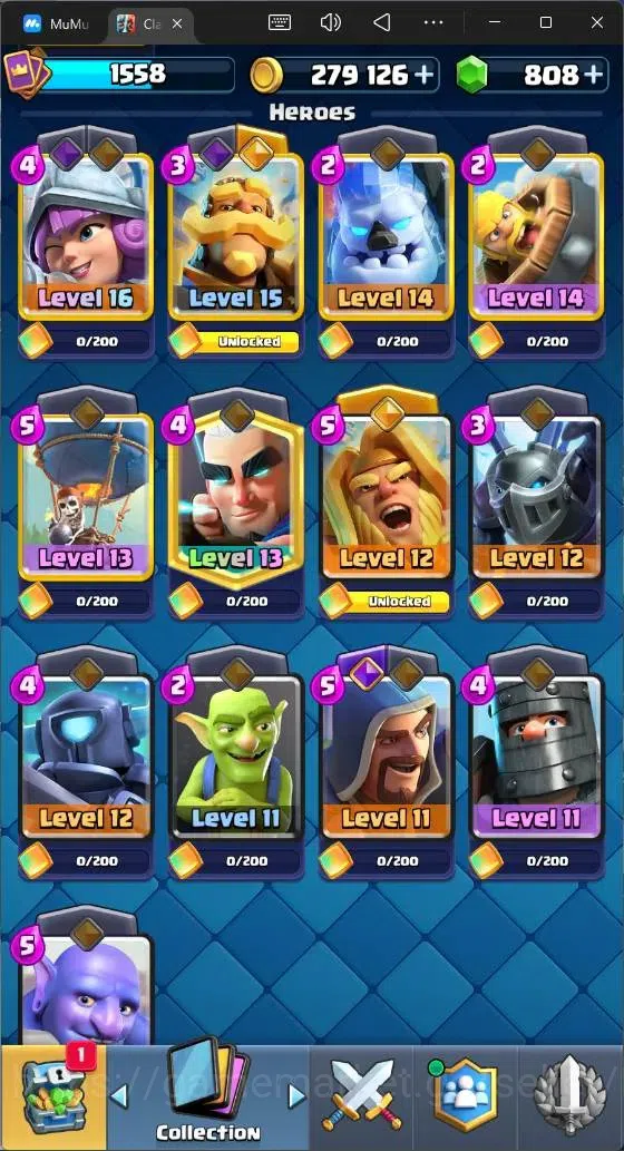 Clash Royale Accounts High-End Global |CL 1558|KTL 15|Trophy 10316|1 MAX|7 CHamp|2 Hero|11 Evo|Arena 25|279 Gold|808 12