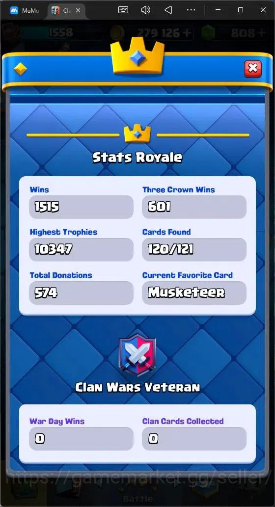 Clash Royale Accounts High-End Global |CL 1558|KTL 15|Trophy 10316|1 MAX|7 CHamp|2 Hero|11 Evo|Arena 25|279 Gold|808 5