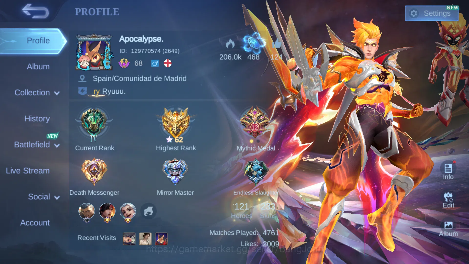 Mobile Legends: Bang Bang Accounts Hero 121 | Skin 233 | Prime Claude | Luckybox Este image 1