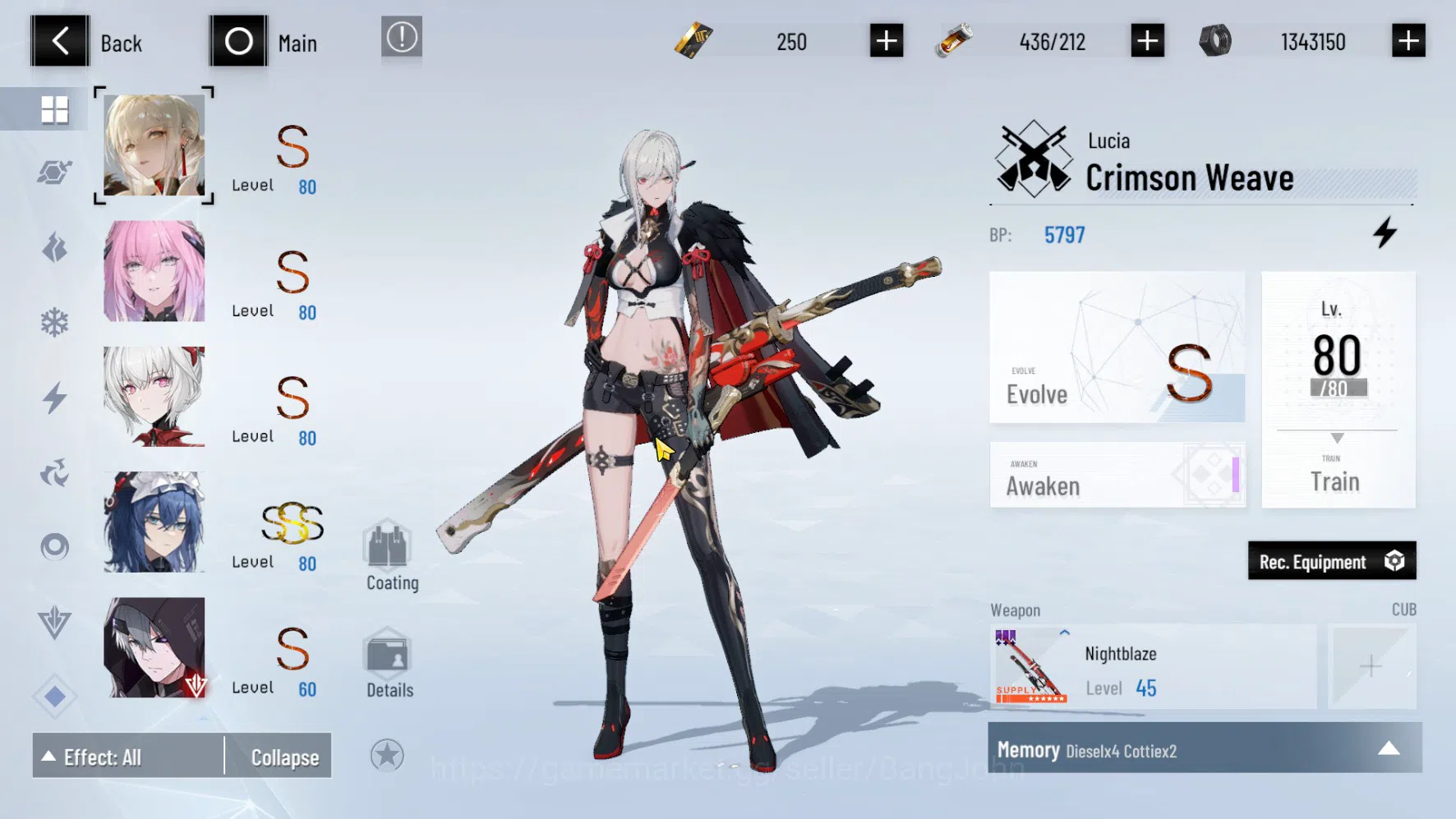 Punishing: Gray Raven Accounts ASIA PACIFIC | LEVEL 74 | Lucia Tsubaki Skin | Nir image 2