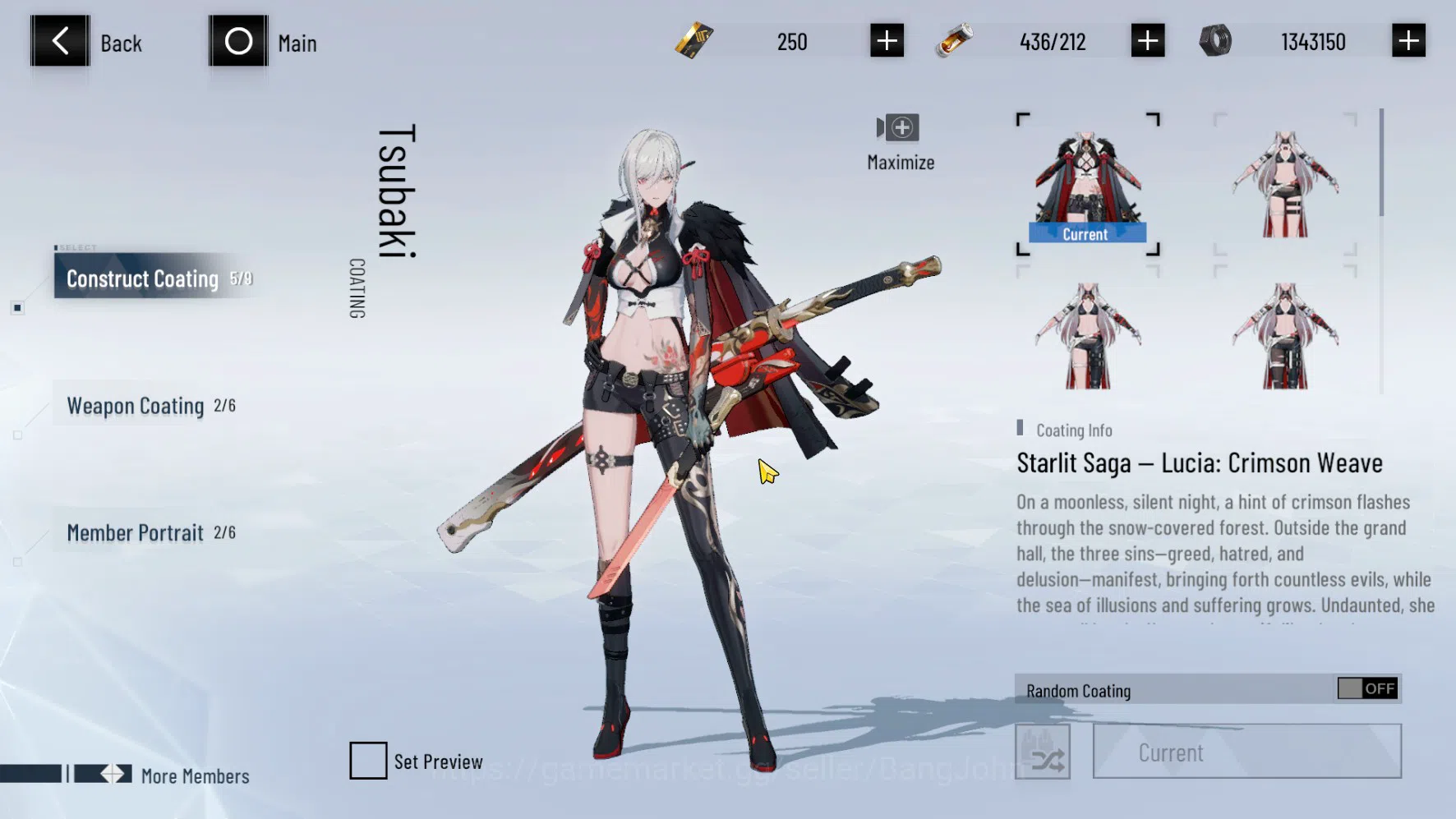 Punishing: Gray Raven Accounts ASIA PACIFIC | LEVEL 74 | Lucia Tsubaki Skin | Nir image 3