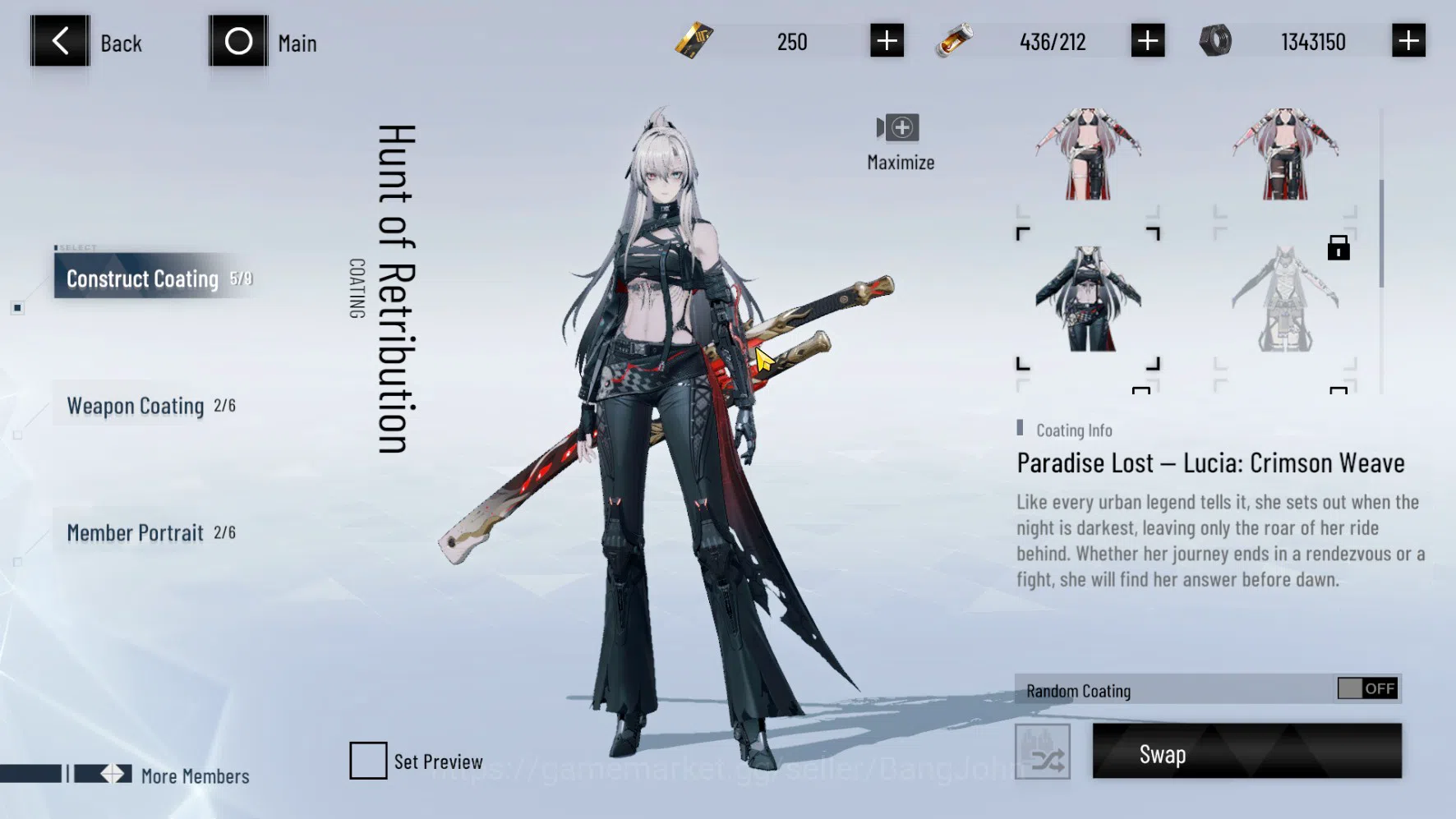 Punishing: Gray Raven Accounts ASIA PACIFIC | LEVEL 74 | Lucia Tsubaki Skin | Nir image 4