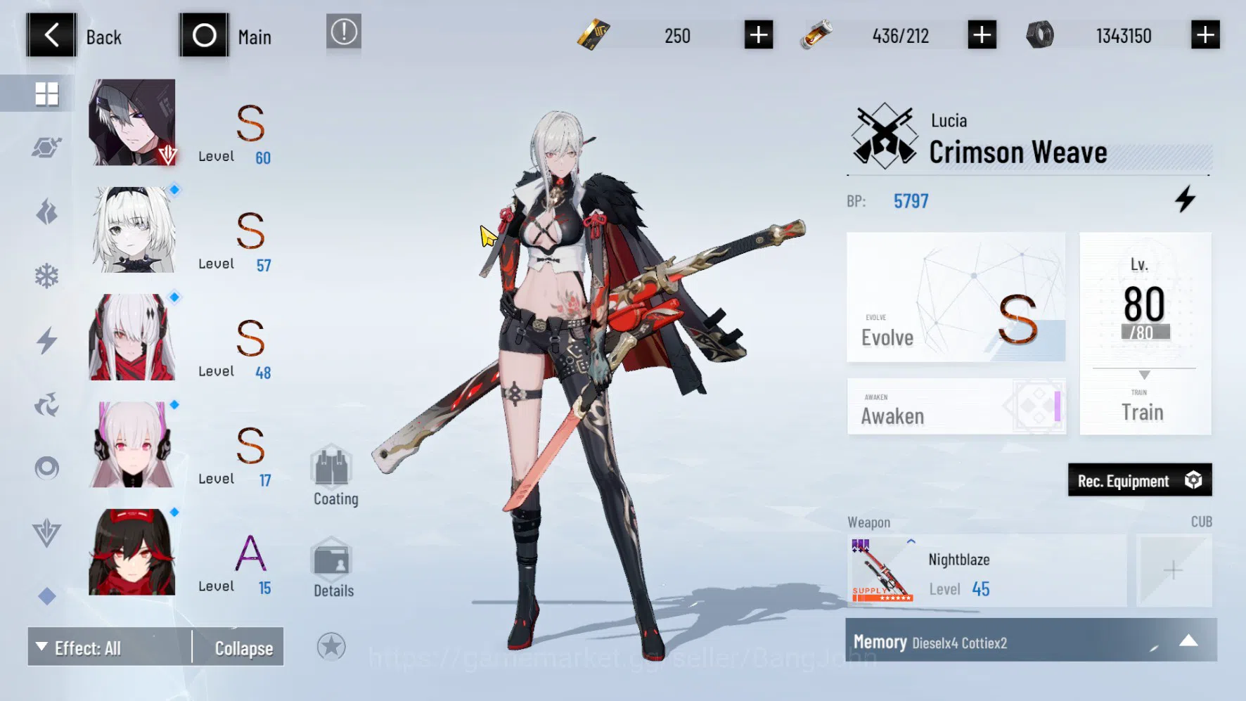 Punishing: Gray Raven Accounts ASIA PACIFIC | LEVEL 74 | Lucia Tsubaki Skin | Nir image 8