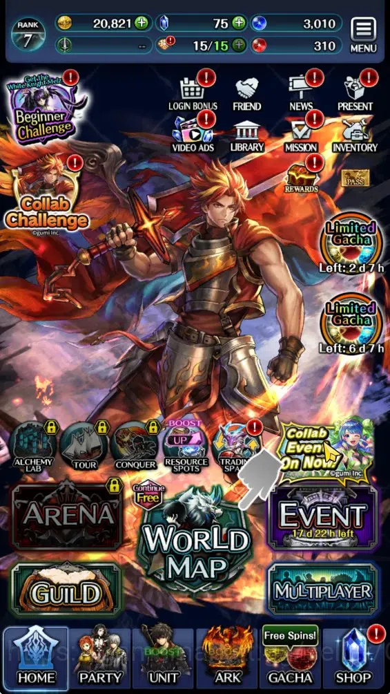 Last Cloudia Accounts GLOBAL|Rank 7|Collab Brave Frontier (Fire God Varg image 7