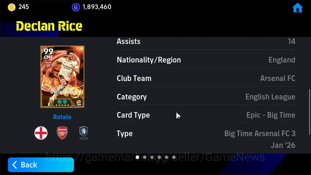 eFootball Accounts Android|BigTime Declan Rice,Epic Cafu,Steven Gerra image 11
