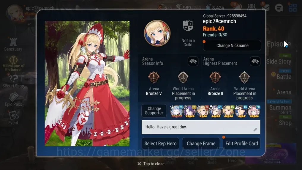 Epic Seven Accounts Others Global Unverif|7ML(Dupe Lisette,M.Chloe,O.Sigret,A.Shadow,A.Tywin,Etc)|Abyss F61|Check 1