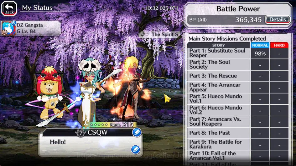 Bleach: Brave Souls Accounts Mid-Tier [GBL]BP 365K+2K Orbs|Fresh Story|Halibel Cacao,Nelliel Orient,Kon NY,Ichigo 4