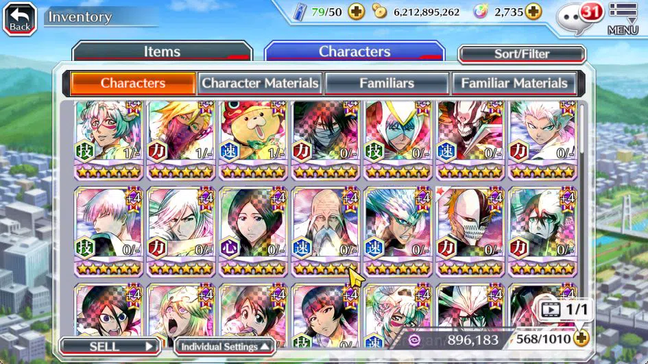 Bleach: Brave Souls Accounts Mid-Tier [GBL]BP 365K+2K Orbs|Fresh Story|Halibel Cacao,Nelliel Orient,Kon NY,Ichigo 7