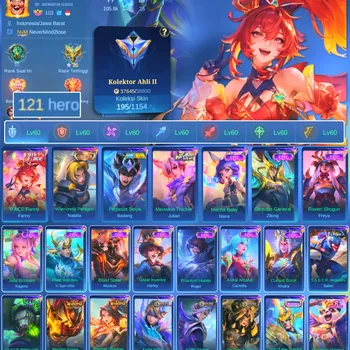 Mobile Legends: Bang Bang Accounts Others HERO 121 SKIN 195 | EMBLEM ALL MAX| COLECTOR NATALIA| PACE FANNY| EPIC FREYA| EPIC