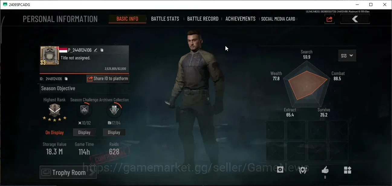 Arena Breakout Accounts High Value MOBILE|Lvl 30|SV 18.3M|CV 15.5M|AL Assault|Armored Rigs|TB M4A1,SS MDR,Sun T951,Shield 1