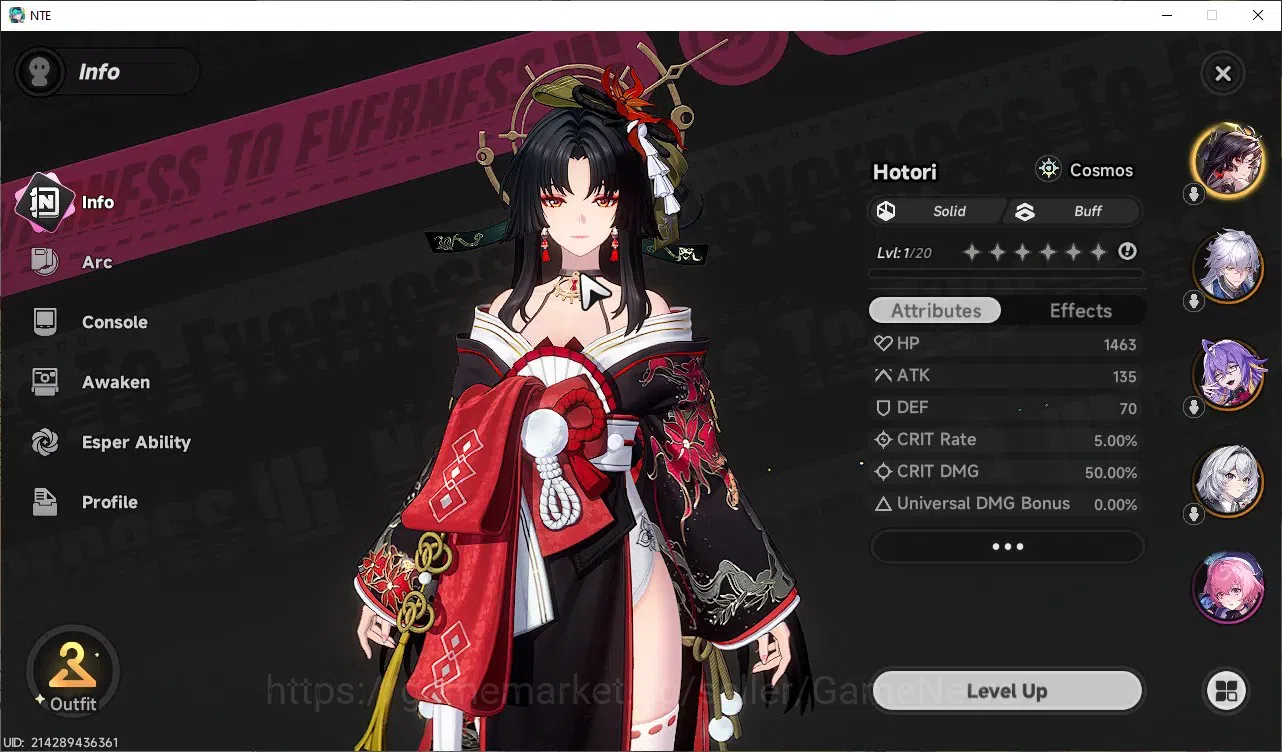 Neverness to Everness Accounts EUROPE|HL 3|3 S Class 1 Limited (Hotori),2 Standard(Baicang,Fadia)|2 Selector|Overcast 2