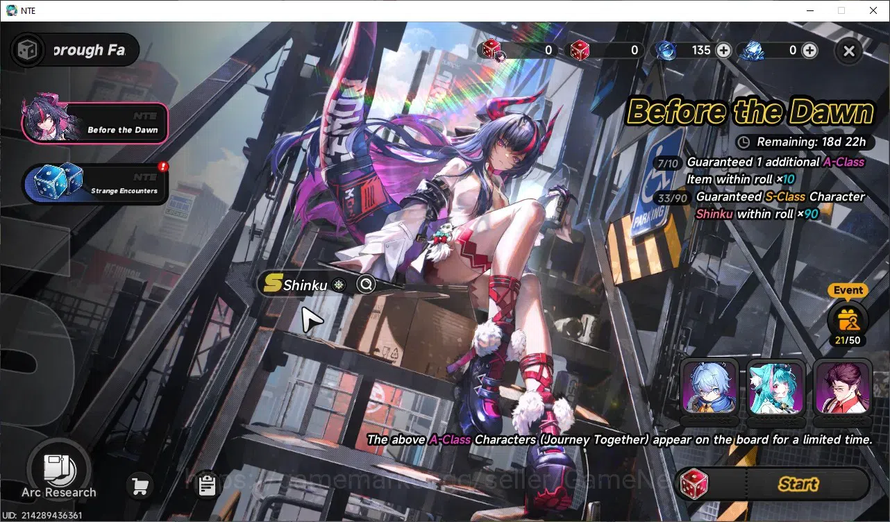Neverness to Everness Accounts EUROPE|HL 3|3 S Class 1 Limited (Hotori),2 Standard(Baicang,Fadia)|2 Selector|Overcast 8