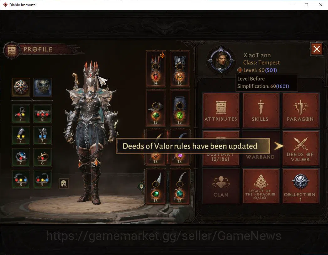 Diablo Immortal Accounts SEA - ANU|Lv60 (501)|Tempest|34K CR|Reso 420| Para image 3