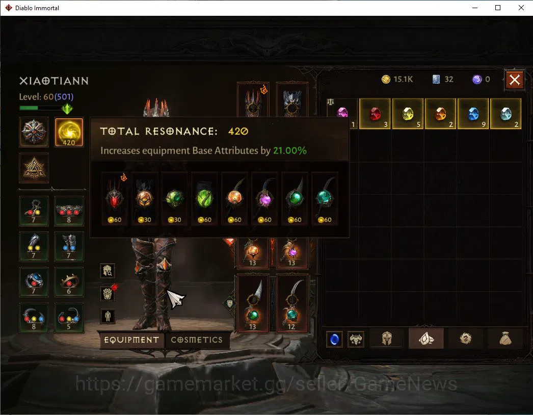 Diablo Immortal Accounts SEA - ANU|Lv60 (501)|Tempest|34K CR|Reso 420| Para image 6