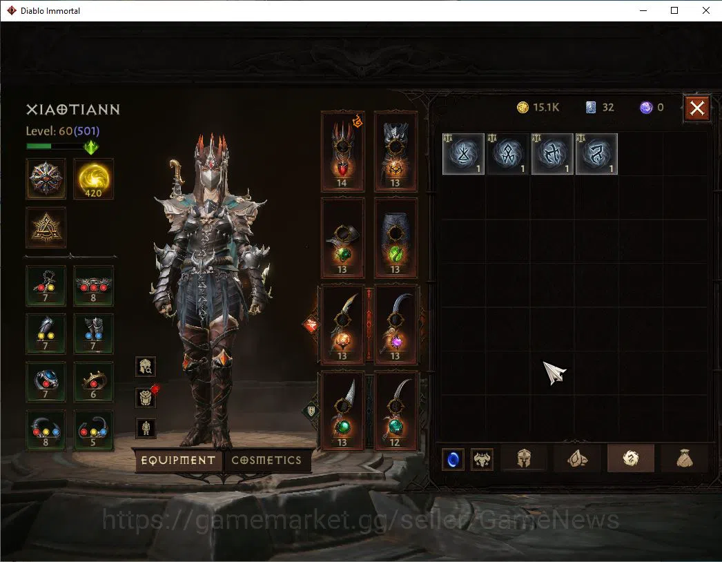 Diablo Immortal Accounts SEA - ANU|Lv60 (501)|Tempest|34K CR|Reso 420| Para image 7