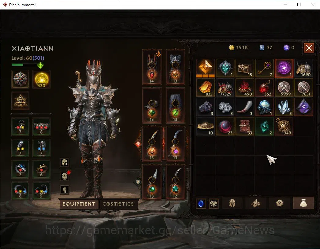 Diablo Immortal Accounts SEA - ANU|Lv60 (501)|Tempest|34K CR|Reso 420| Para image 8