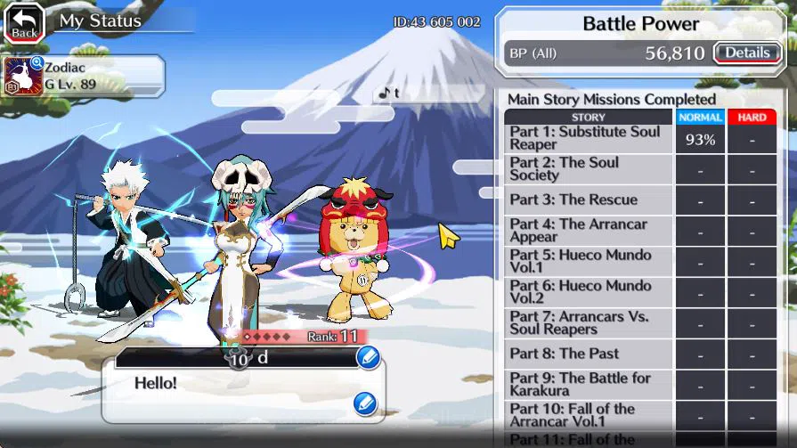 Bleach: Brave Souls Accounts Mid-Tier [GLOBAL]6K Orbs+Fresh All Story|Nelliel Orient,Toshiro