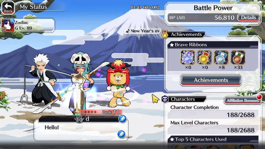 Bleach: Brave Souls Accounts Mid-Tier [GLOBAL]6K Orbs+Fresh All Story|Nelliel Orient,Toshiro 2