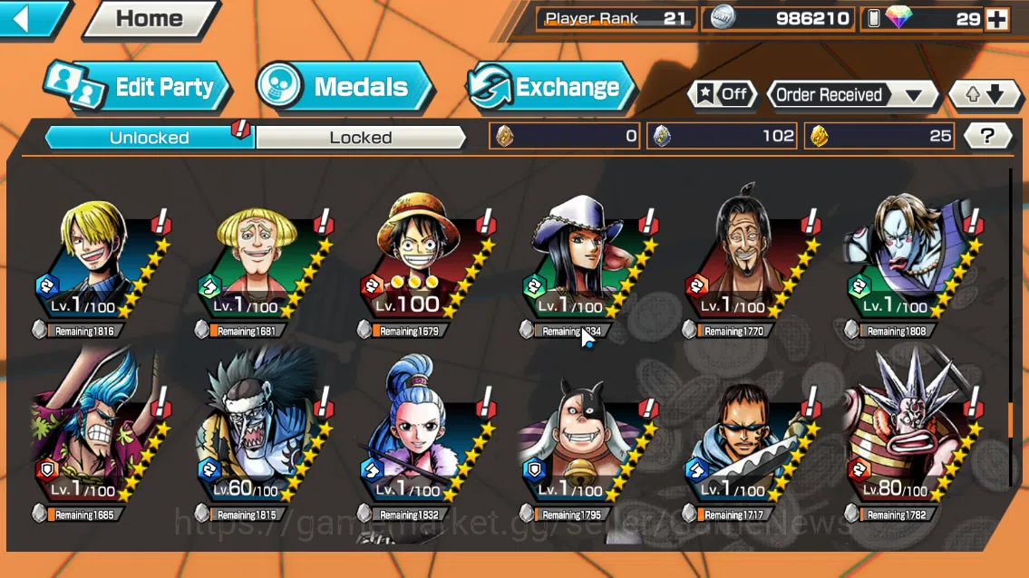One Piece Bounty Rush Accounts Global|5EX|T4Emperor Luffy,BP Kuzan,KOP Roger,NHQ[ image 11