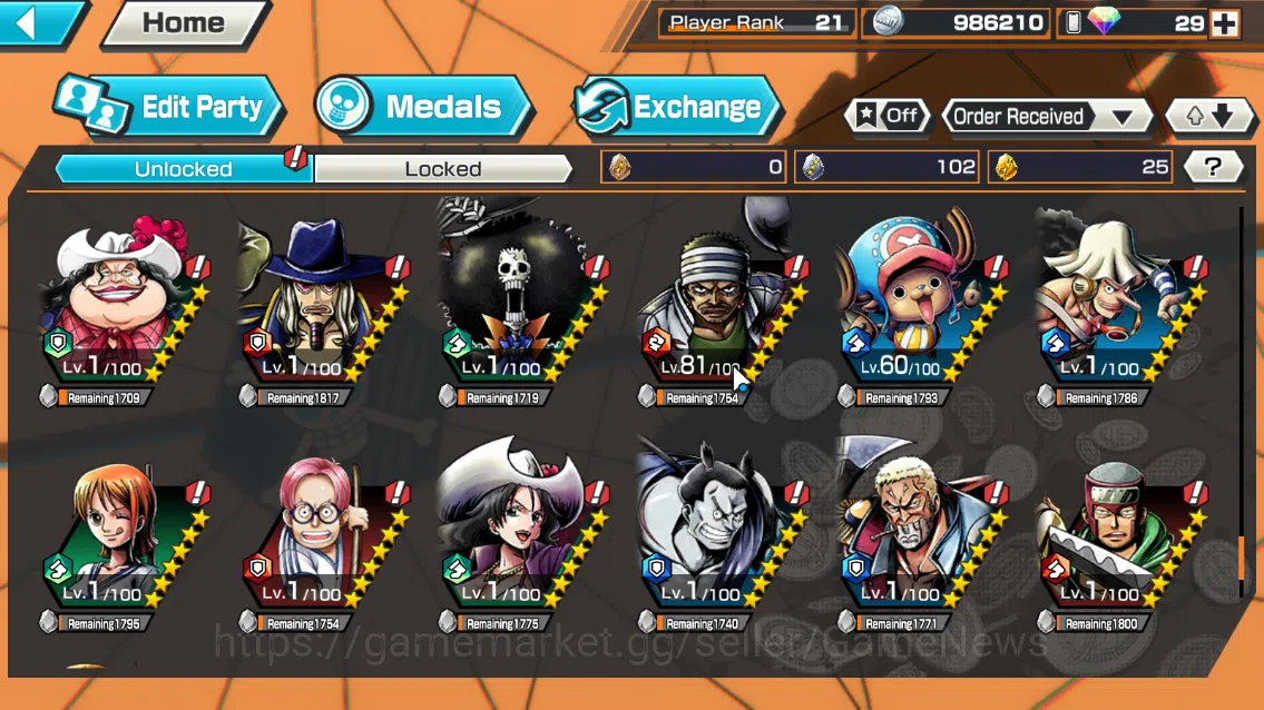 One Piece Bounty Rush Accounts Global|5EX|T4Emperor Luffy,BP Kuzan,KOP Roger,NHQ[ image 12