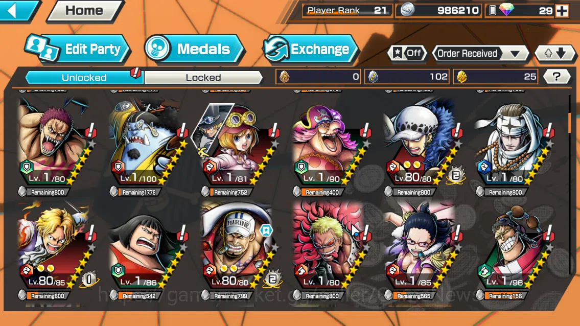 One Piece Bounty Rush Accounts Global|5EX|T4Emperor Luffy,BP Kuzan,KOP Roger,NHQ[ image 5