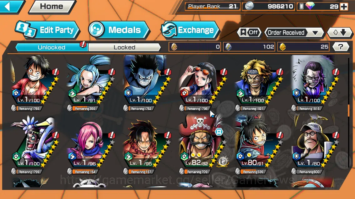 One Piece Bounty Rush Accounts Global|5EX|T4Emperor Luffy,BP Kuzan,KOP Roger,NHQ[ image 8