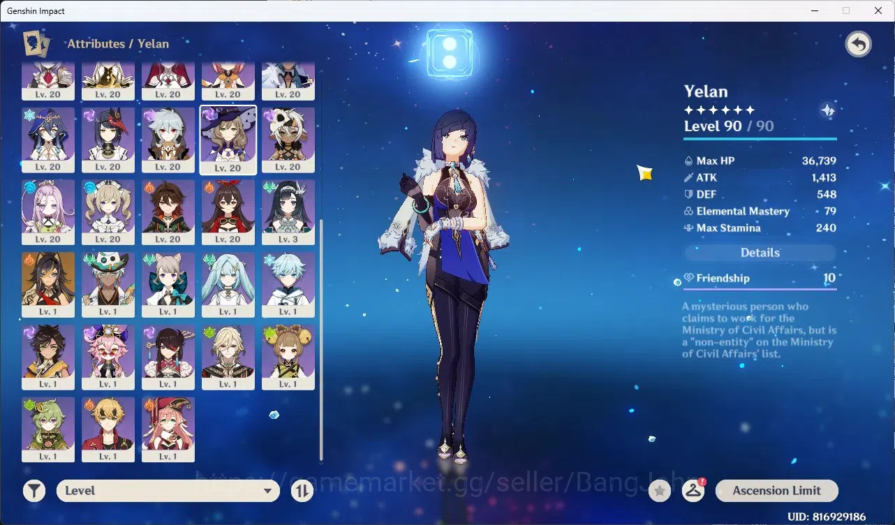 Genshin Impact Accounts Mid-Game | ASIA | AR 53 | UID 81 Yelan + Sign | Ar image 5