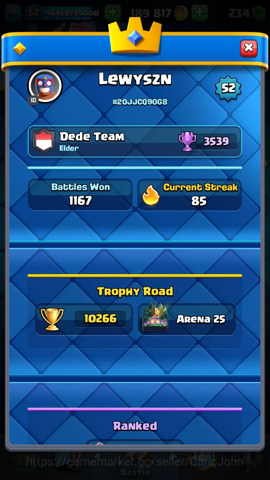 Clash Royale Accounts Others Lv 52|Trophy 10266|KTL 5