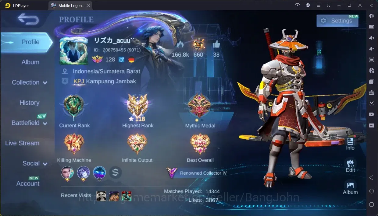 Mobile Legends: Bang Bang Accounts Collector Global |Hero 132|Skin 250|Renowned|CC YSS|5-STAR Lesley|Convenant 1