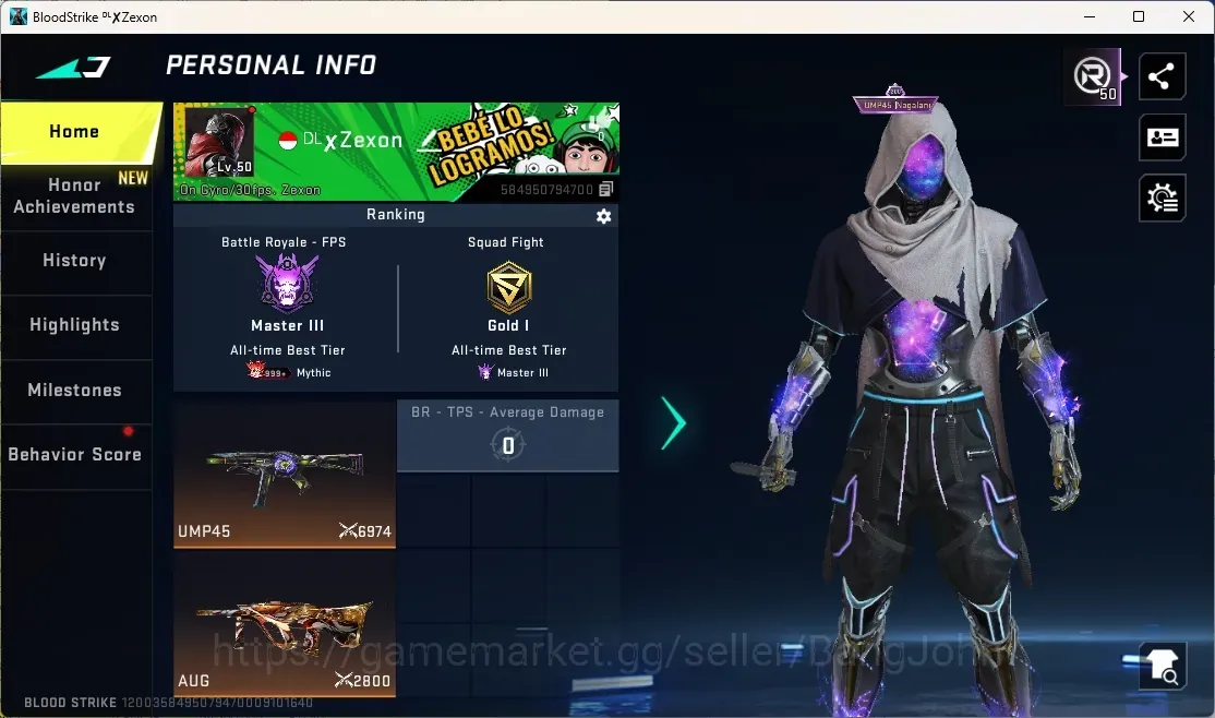 Blood Strike Accounts Others ASIA |Eternal Gun: Desert Eagle-Scorpius| Limited Melee: Butterfly Knife|6 Collab Gun|8 Ultra 1