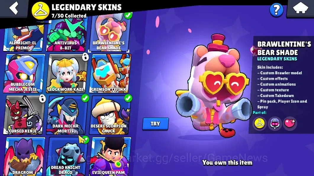 Brawl Stars Accounts 27183 Trophy|79 Brawlers 22 Max Lvl|13 Prestige|255 Skin|4 Hypch Skins 7 Legend 6 Myth 54 16