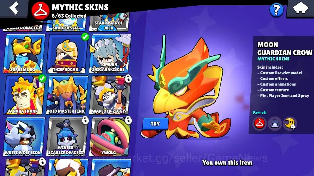 Brawl Stars Accounts 27183 Trophy|79 Brawlers 22 Max Lvl|13 Prestige|255 Skin|4 Hypch Skins 7 Legend 6 Myth 54 19