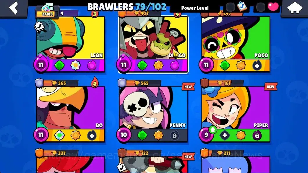 Brawl Stars Accounts 27183 Trophy|79 Brawlers 22 Max Lvl|13 Prestige|255 Skin|4 Hypch Skins 7 Legend 6 Myth 54 8