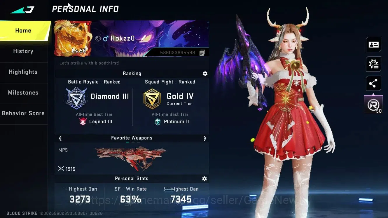 Blood Strike Accounts Collab Skin ASIA|3 ETERNAL (M4A1-Blight Lv5, MP5-Bloodrift Lv5, Vector)|Collab Ethan-Byakuya|ULTRA 2