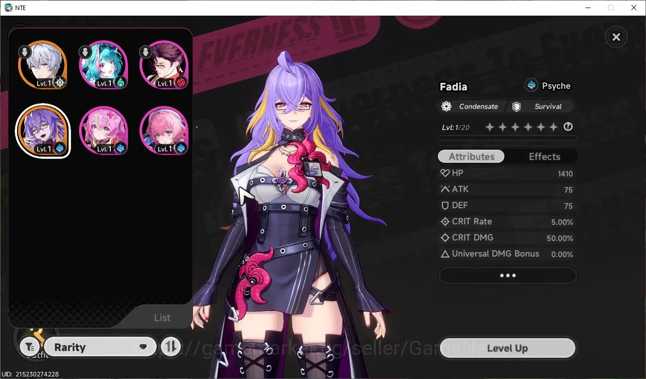 Neverness to Everness Accounts GLOBAL NA|HL 3|1 SSR Fadia |Outfit Hotori + Her Ar image 1