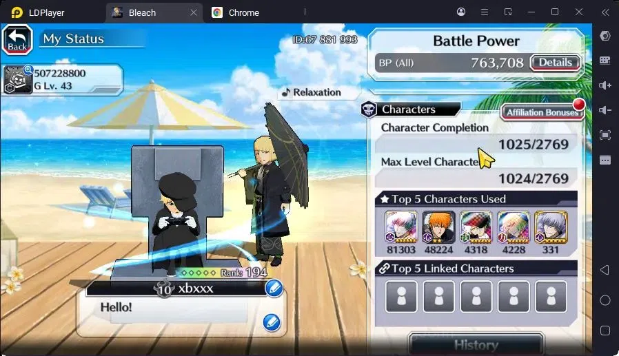 Bleach: Brave Souls Accounts Mid-Tier GLOBAL |52K Orb+MidGame|Ichigo DreamTeam,Gremmy9TH,Rangiku Swimsuit,Genryusai 3