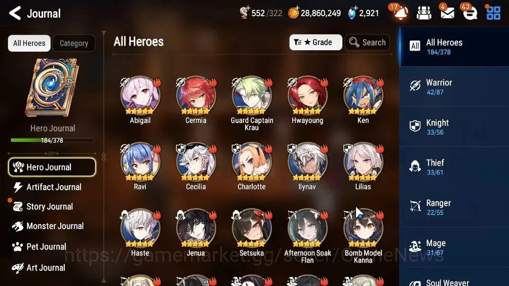 Epic Seven Accounts Limited Hero GLOBAL UNVerif|12 ML(Salome,LOT Scales,WOTM Tenebria,Etc)+Rinak,Setsuka|AUTO WBC Hunt|2,9K 7