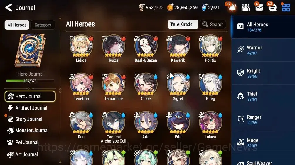Epic Seven Accounts Limited Hero GLOBAL UNVerif|12 ML(Salome,LOT Scales,WOTM Tenebria,Etc)+Rinak,Setsuka|AUTO WBC Hunt|2,9K 8