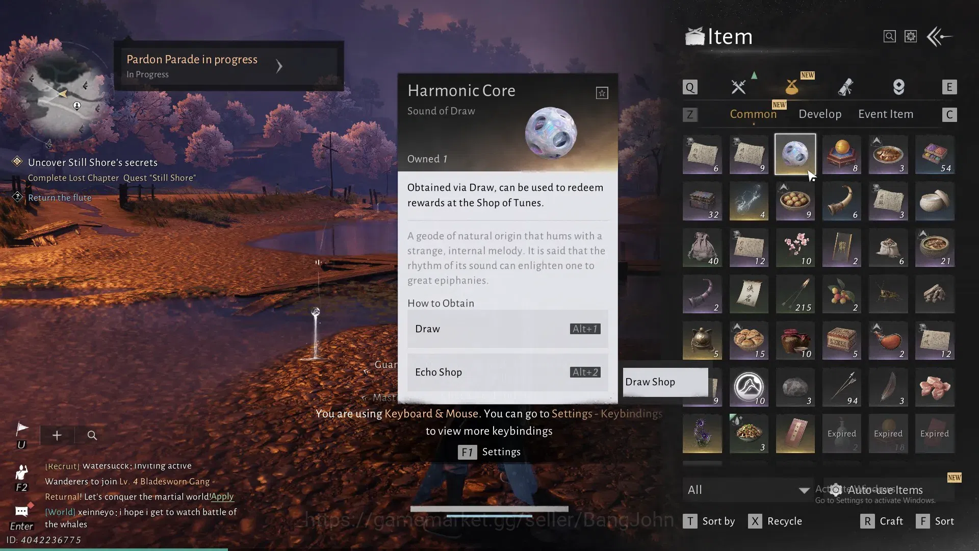 Where Winds Meet Accounts ASIA | Selector On 1 Harmonic Core | MC Female |Starter Lv 17 | Power 3997 | Lv.2 Emerging | 1050K 6