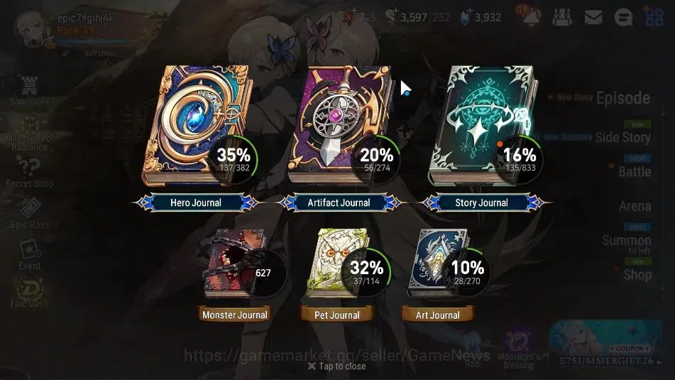 Epic Seven Accounts ASIA UnVerif|9 ML(Schol Nurse Yulha,RNL,WOTM Tenbr image 3
