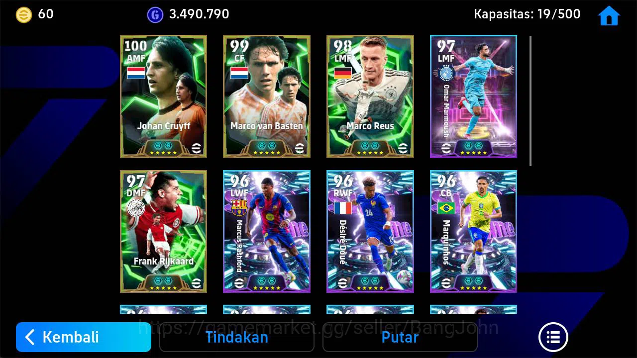 eFootball Accounts Power 3172, J Cruyff epic, marco Reus epic, O marm image 4