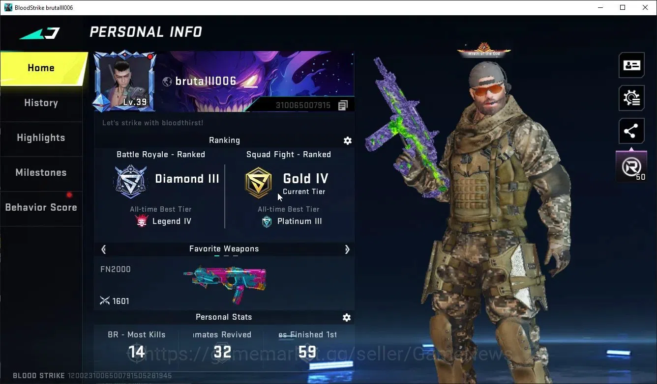 Blood Strike Accounts ASIA|ETERNAL DeAgle-Scorpion+Collab 7DS [KArl98,QB image 2