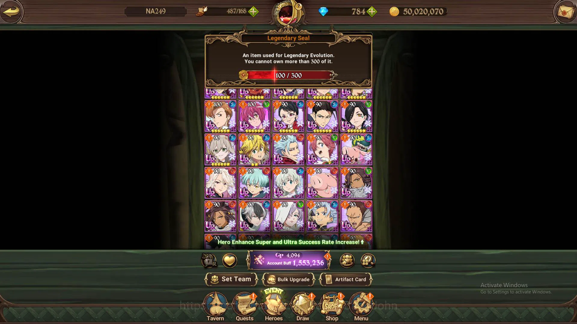 The Seven Deadly Sins: Grand Cross Accounts Others GLOBAL|1.5M CC|LS 100+DM 783| UR King&Diane, Mael, Demon King 4