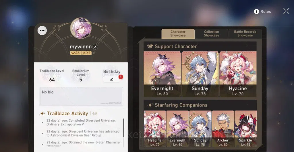 Honkai Star Rail Accounts Asia|TL 64|6 Limited|[Evernight,Archer]+Sign,Spark image 13