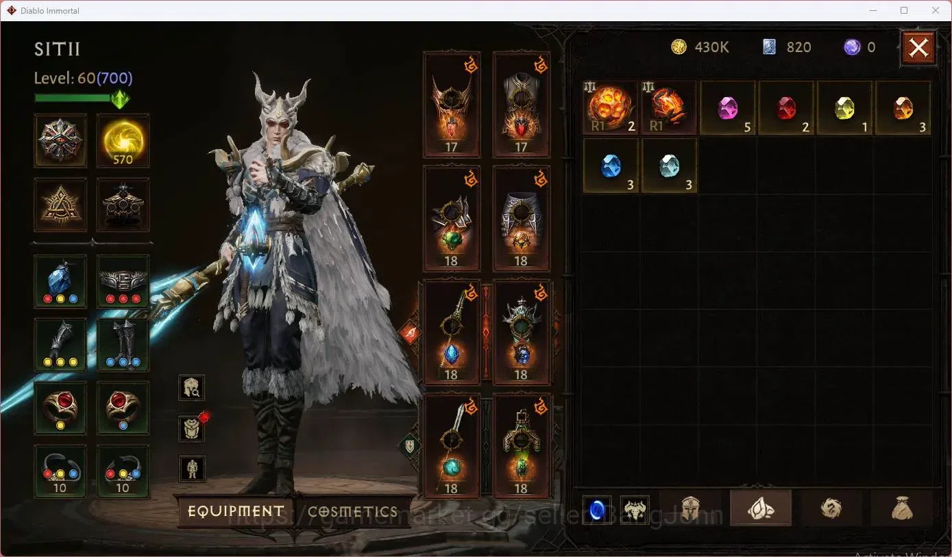Diablo Immortal Accounts SEA - Vasily | 60 (700) Blood Knight | CR 42K | Re image 10